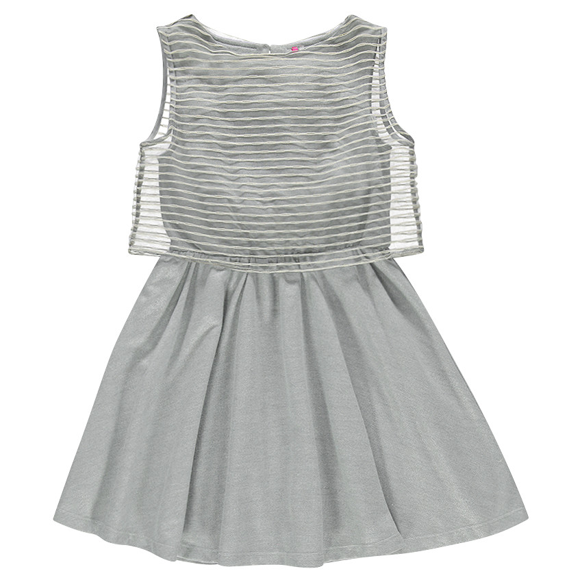 Junior - Robe sans manches bi-matière pailletée 