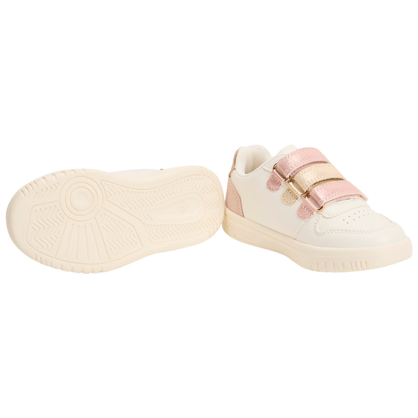 Basket de sport à tripe velcros irisé rose et doré pour fille  