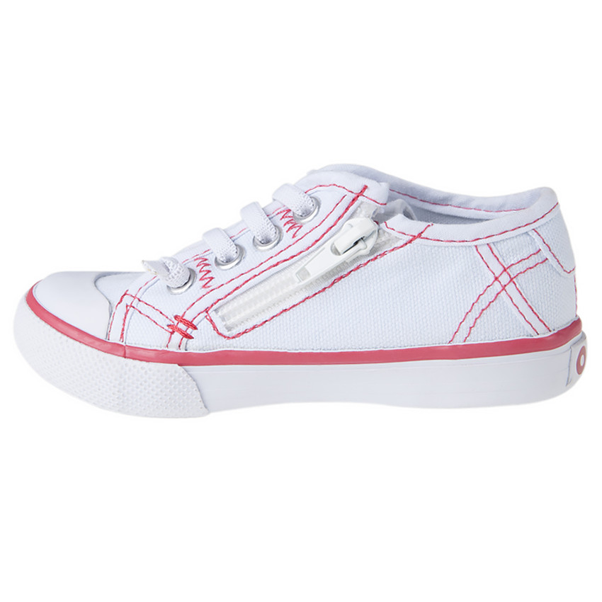 Baskets basses blanches et cerise en toile du 25 au 38  
