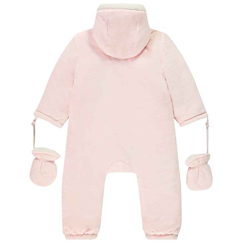 Combi-pilote lapin en velours pour bébé fille avec finitions différentes selon l'âge 