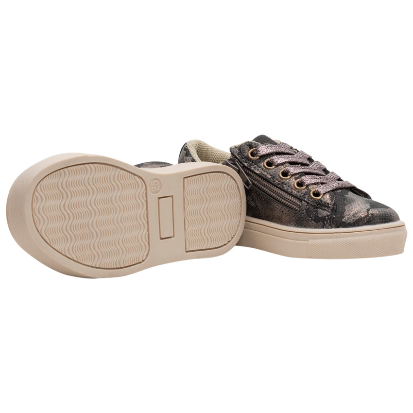 Baskets effet camouflage irisé à lacets et zip du 28 au 35 