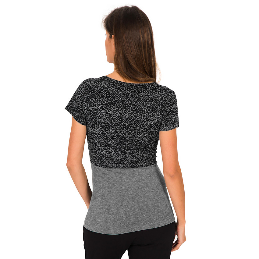 Tee-shirt manches courtes de grossesse et d'allaitement avec boléro imprimé 
