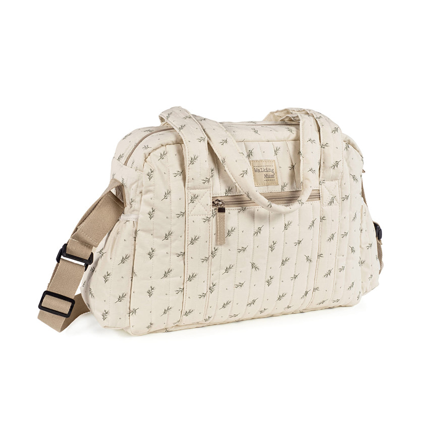 Sac à langer avec tapis imprimé Mimosa vert 