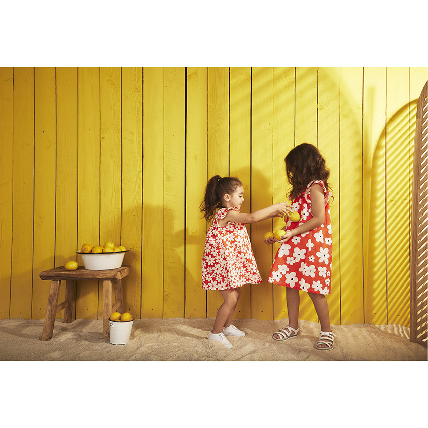 Robe manches courtes volantées imprimé fleurs pour fille 