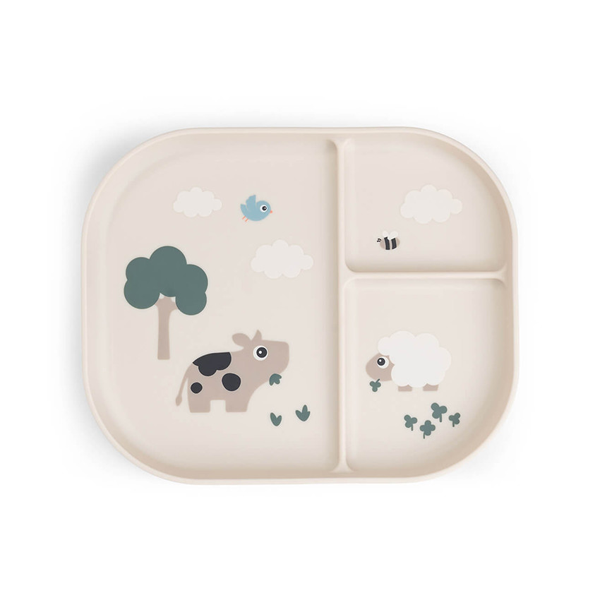 Assiette plateau à compartiments Tiny Farm sable