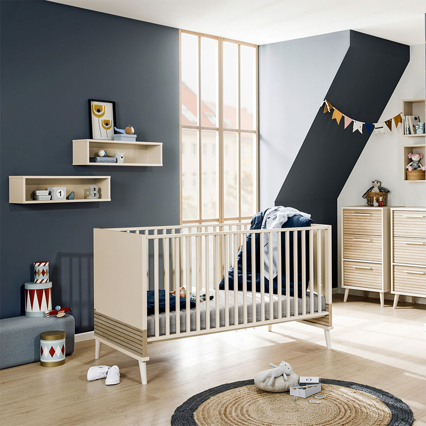 Lit bébé évolutif 70 x 140 cm Eefje beige cachemire/groovy oak 