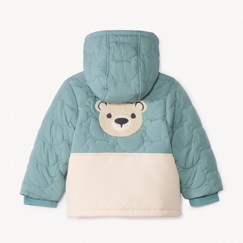 Doudoune doublée avec capuche amovible et patch brodé pour bébé garçon  