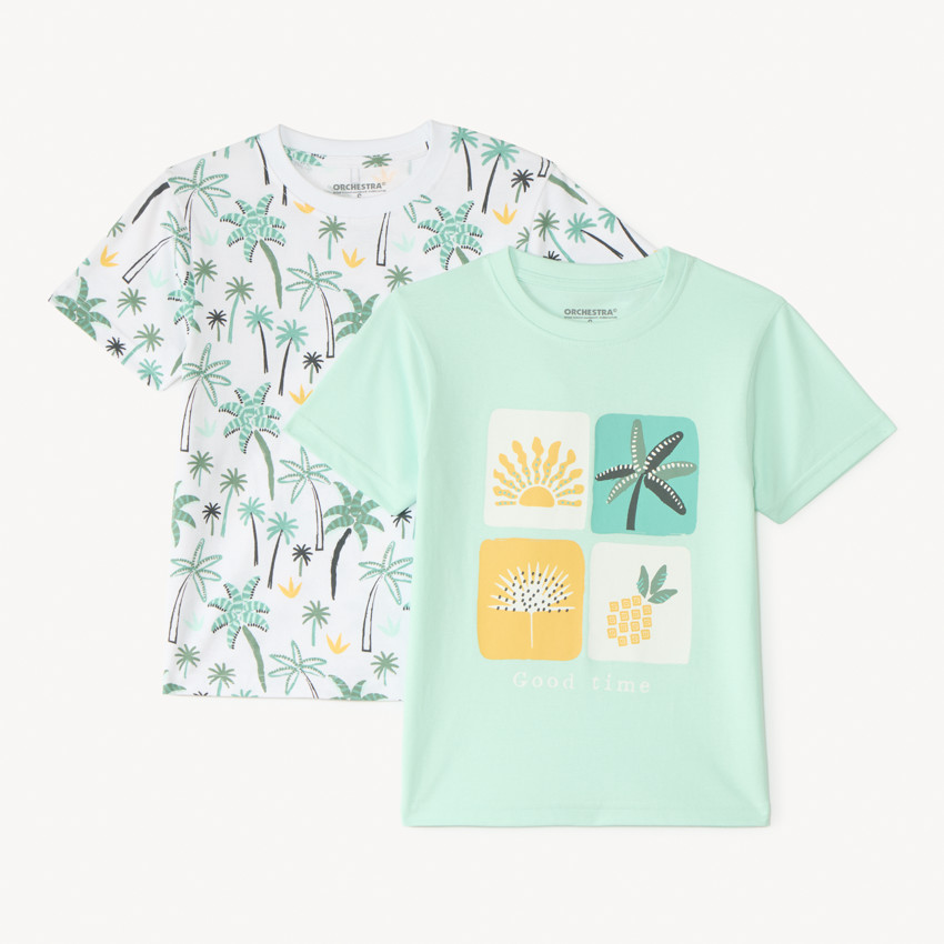 Lot de 2 t-shirts manches courtes imprimés et prints fantaisie pour garçon