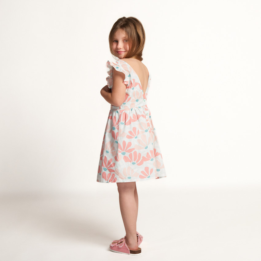 Robe manches courtes imprimée à dos nu pour fille 