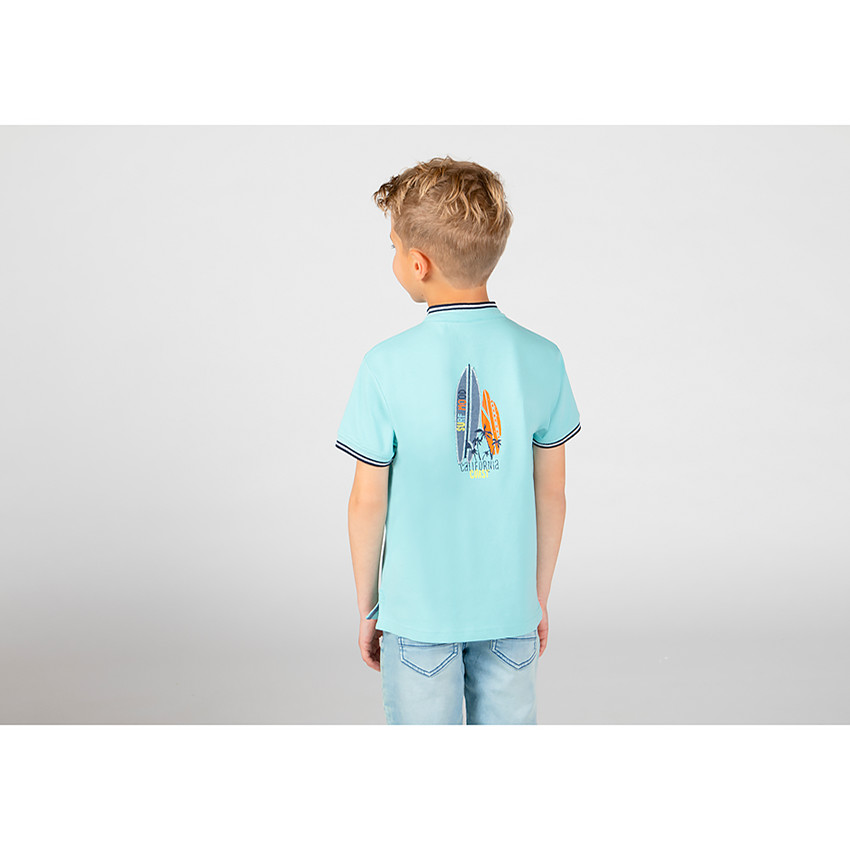 Polo manches courtes col mao print surfs pour garçon 