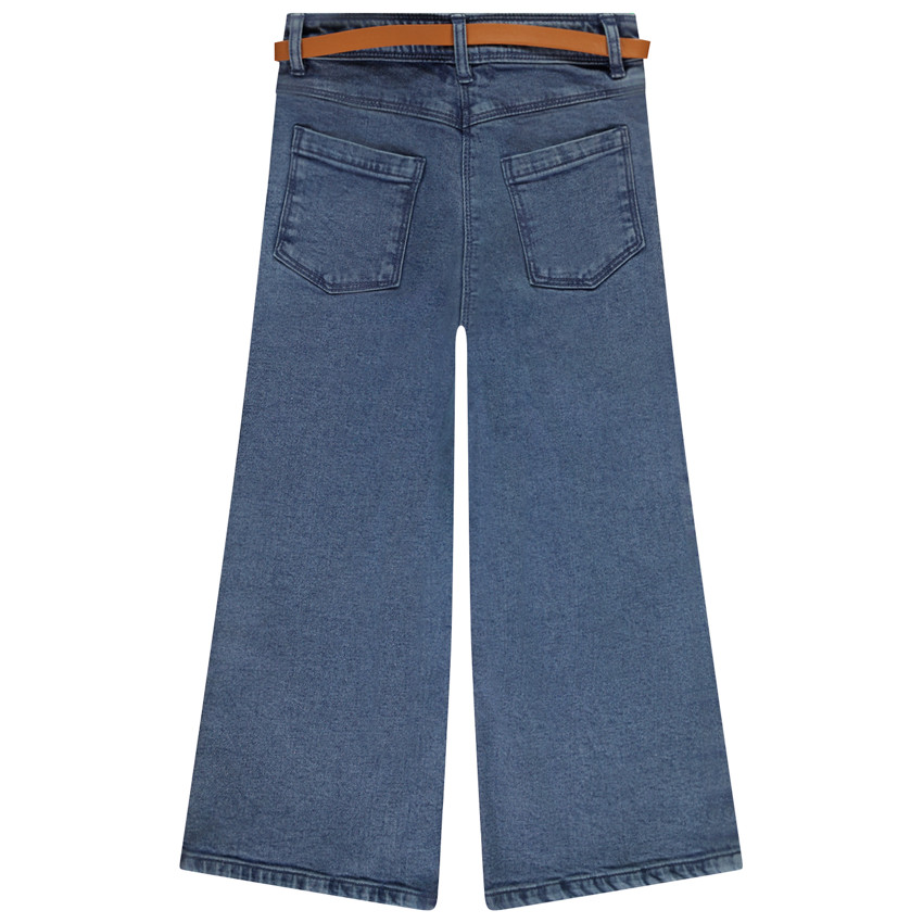 Jean large en denim avec ceinture pour fille  