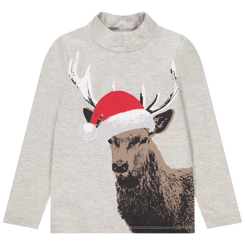 Sous-pull col cheminée print cerf esprit Noël pour enfant garçon Main Sous-pull col cheminée print cerf esprit Noël pour enfant garçon
