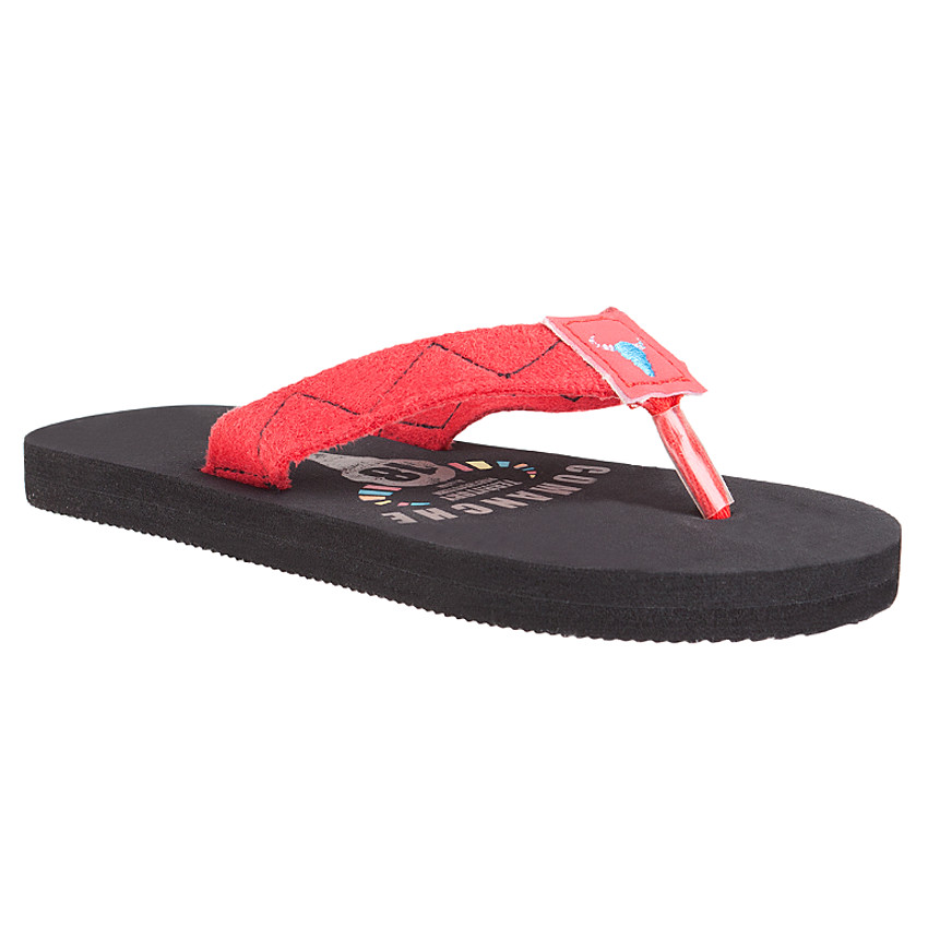 Tongs avec bride rouge et patch buffle 