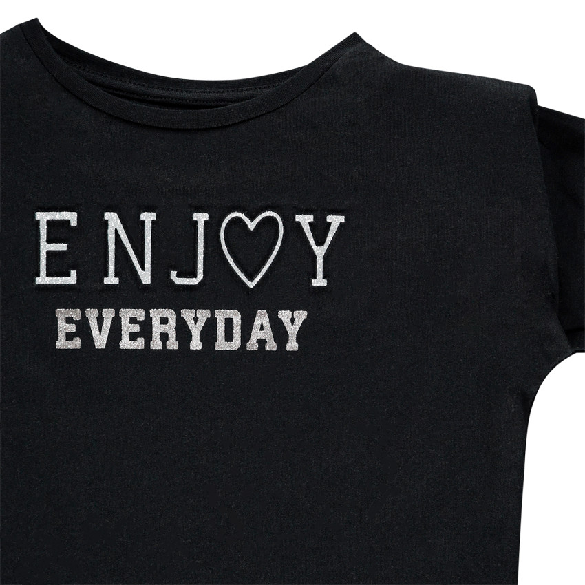 T-shirt manches longues à message en relief pour enfant fille 