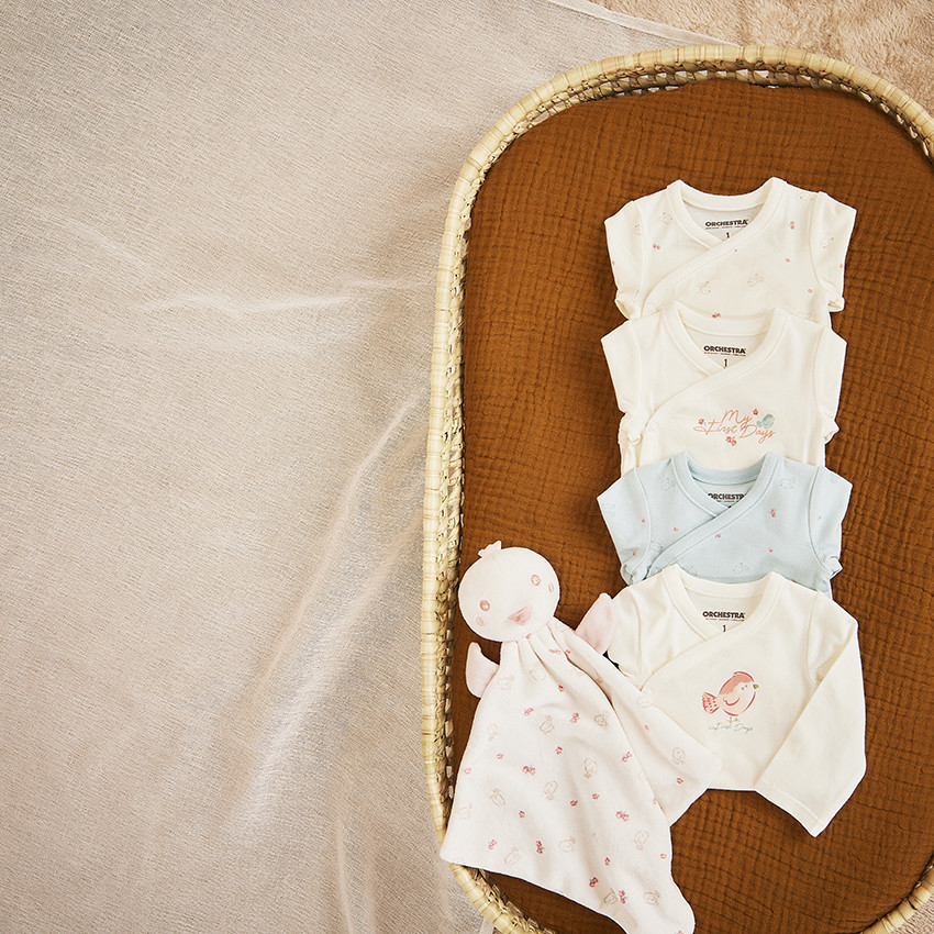 Lot de 2 bodies en jersey print oiseaux pour bébé fille 