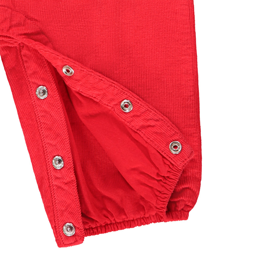 Salopette rouge en velours pour bébé fille 