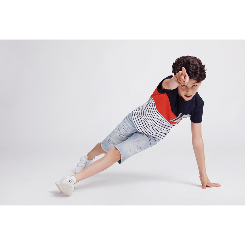 Junior - Bermuda en jeans destroy bleach  