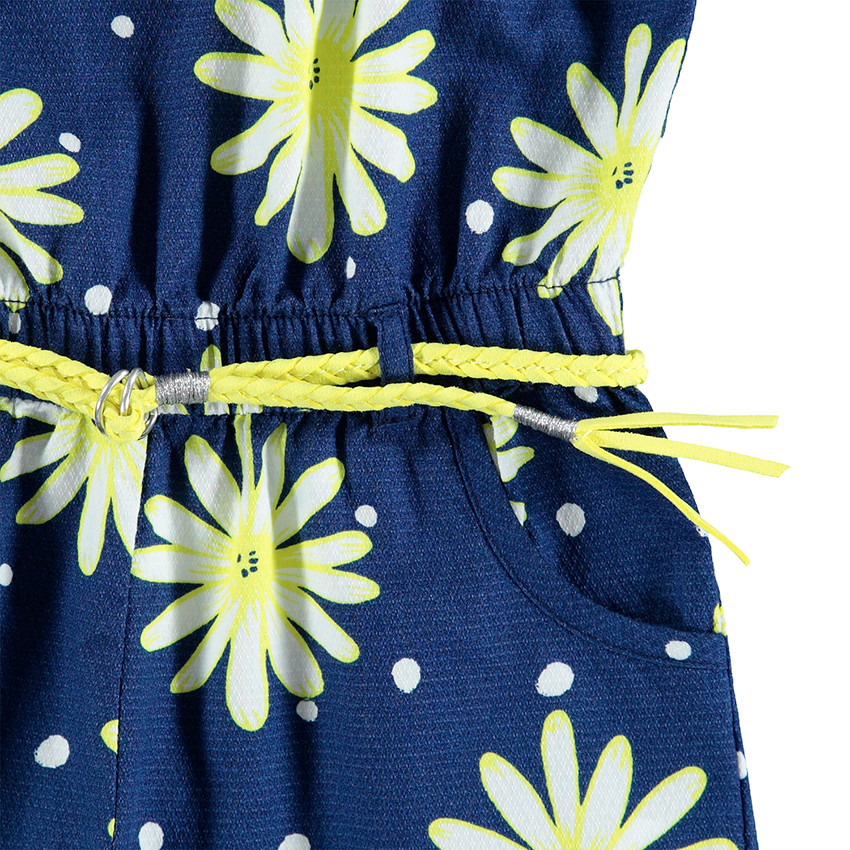 Combishort en maille fantaisie avec fleurs printées et ceinture tressée 