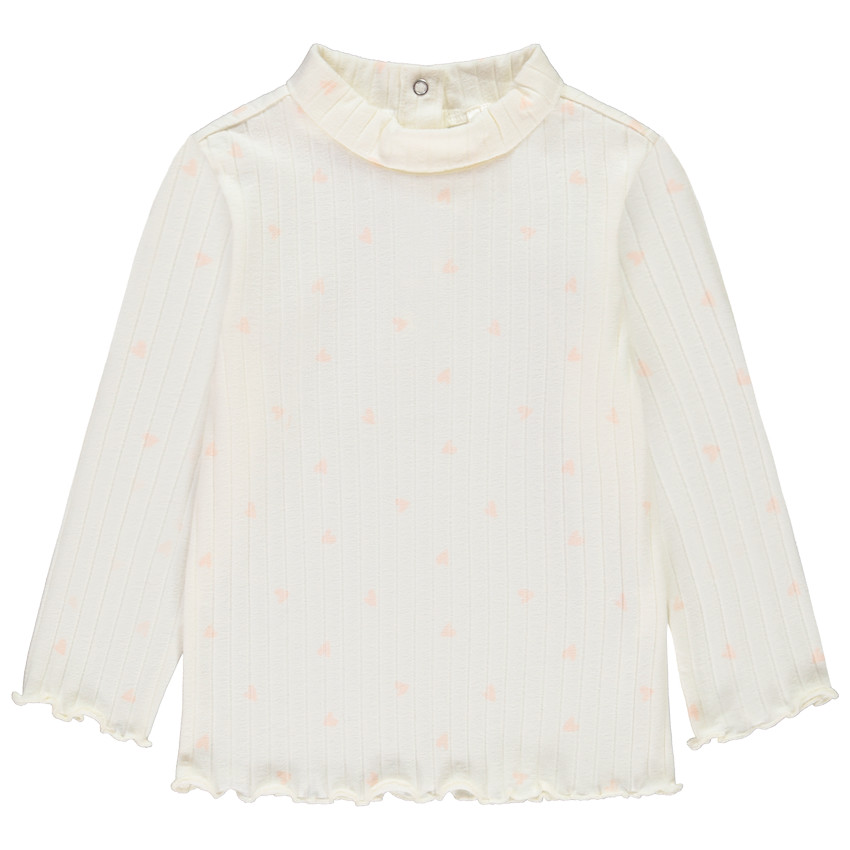 Sous-pull avec col cheminé et imprimé cœurs fantaisie pour bébé fille 