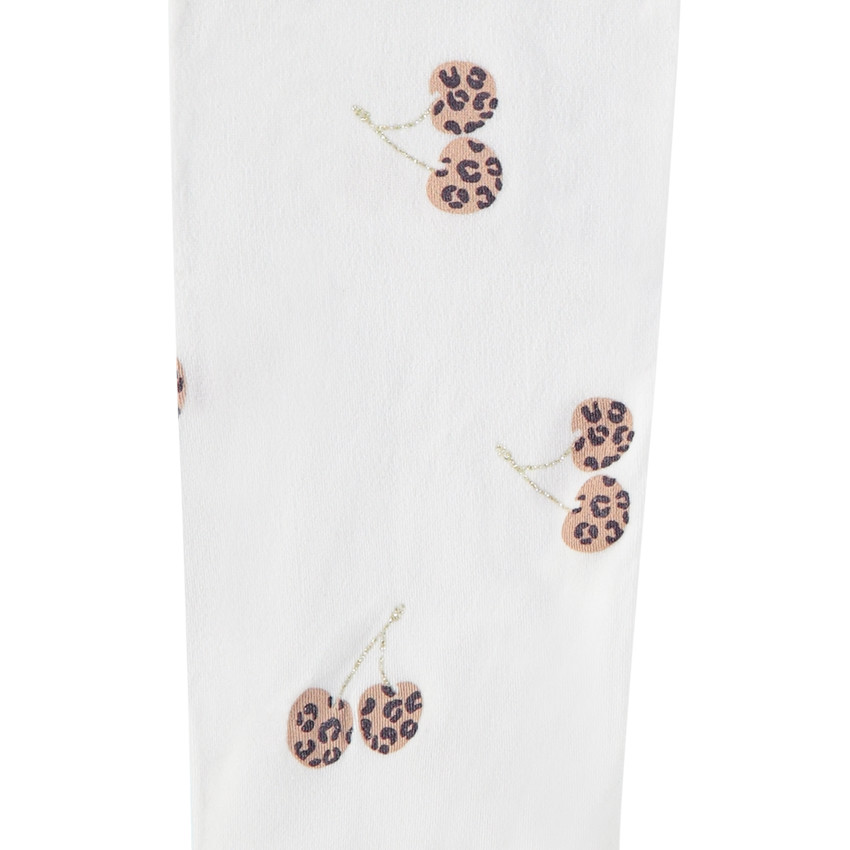 Collant fin imprimé cerise léopard pour fille 