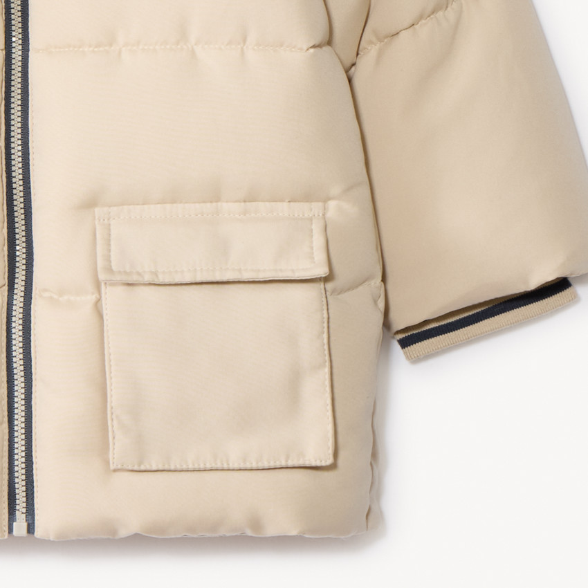 Doudoune longue manches longues en sherpa + capuche pour bébé garçon 