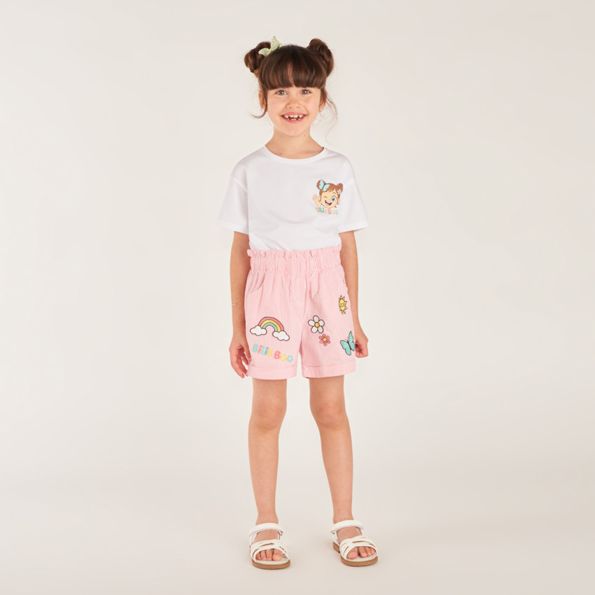 Short en toile à rayures brodées Billie Boo pour fille 