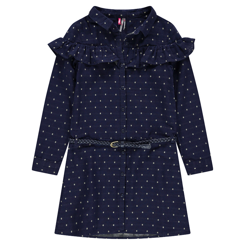 Junior - Robe manches longues à motif all-over et volant 