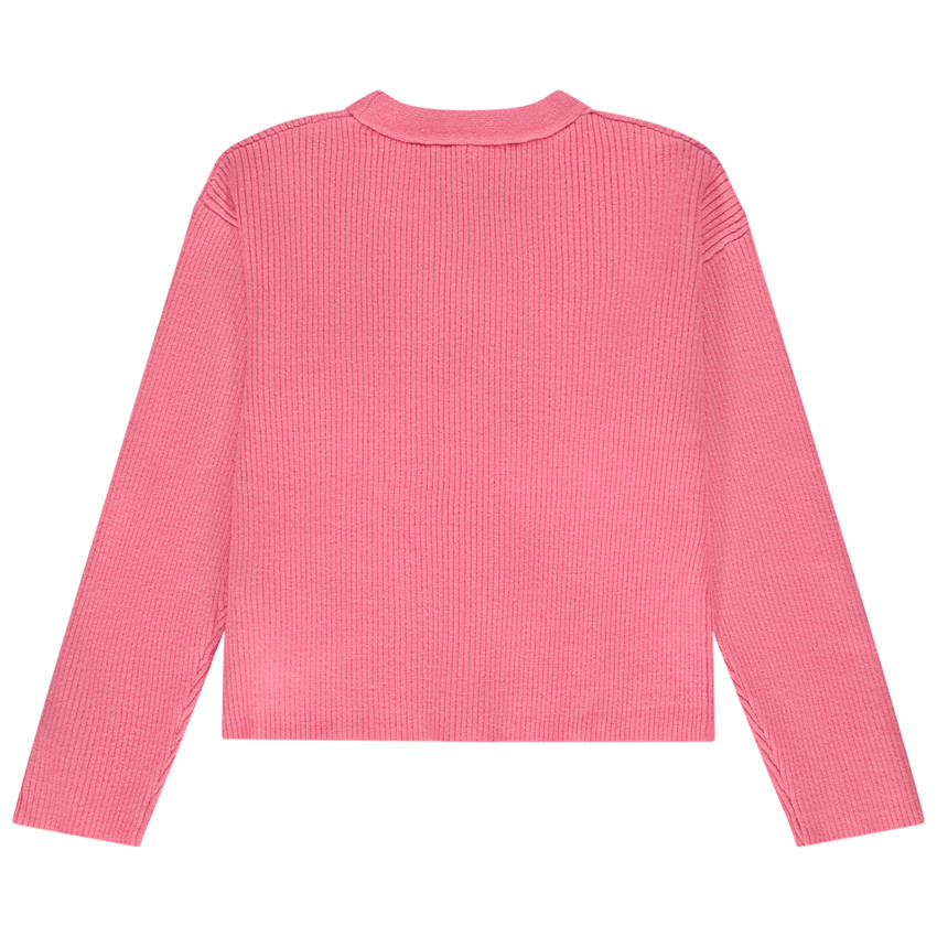 Gilet en tricot côtelé uni pour fille 