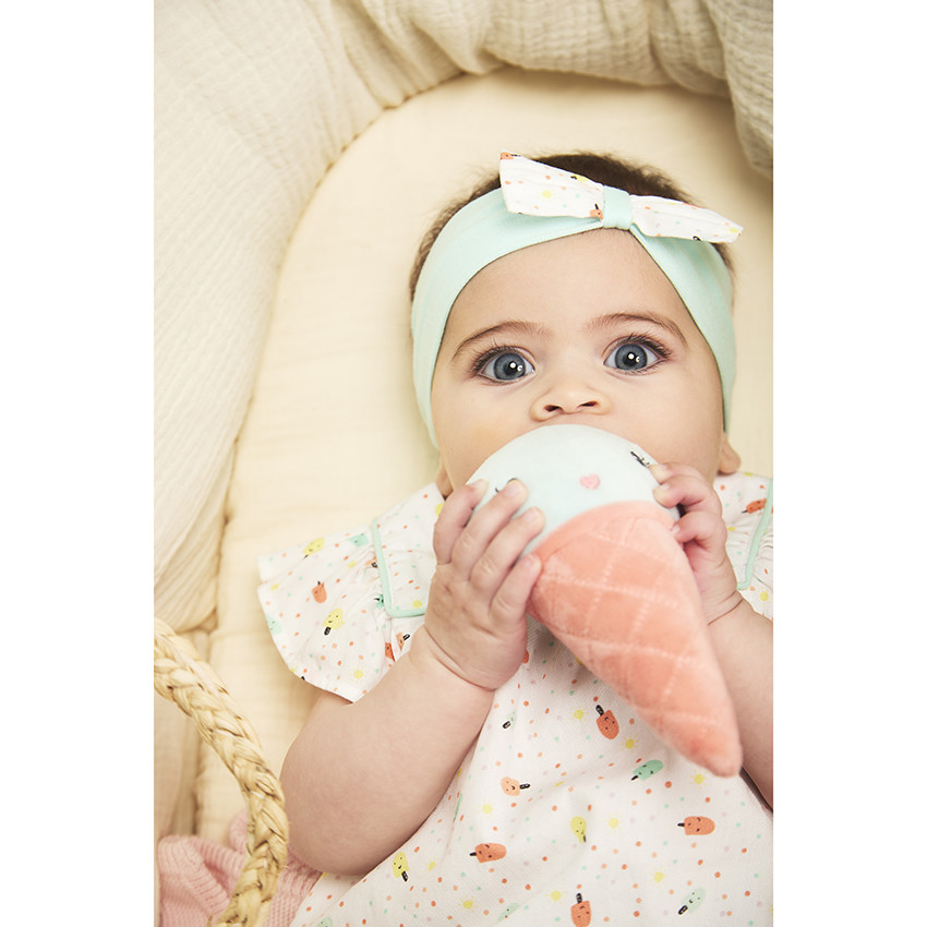 Bandeau avec nœud imprimé glaces pour bébé fille