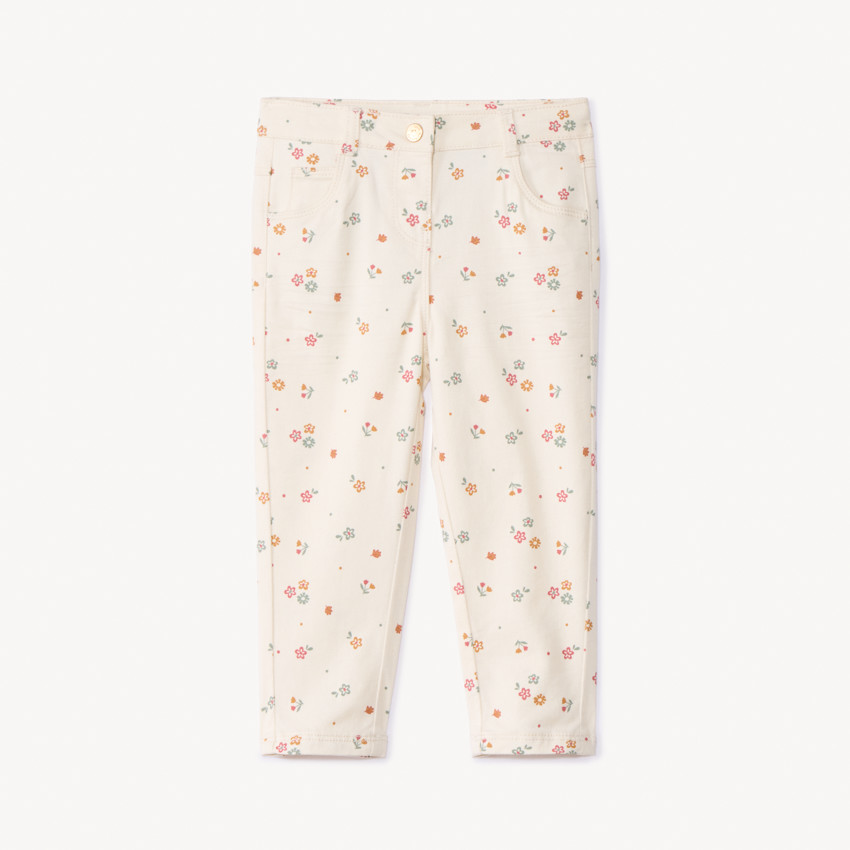 Pantalon en twill avec imprimé fleuri pour bébé fille
