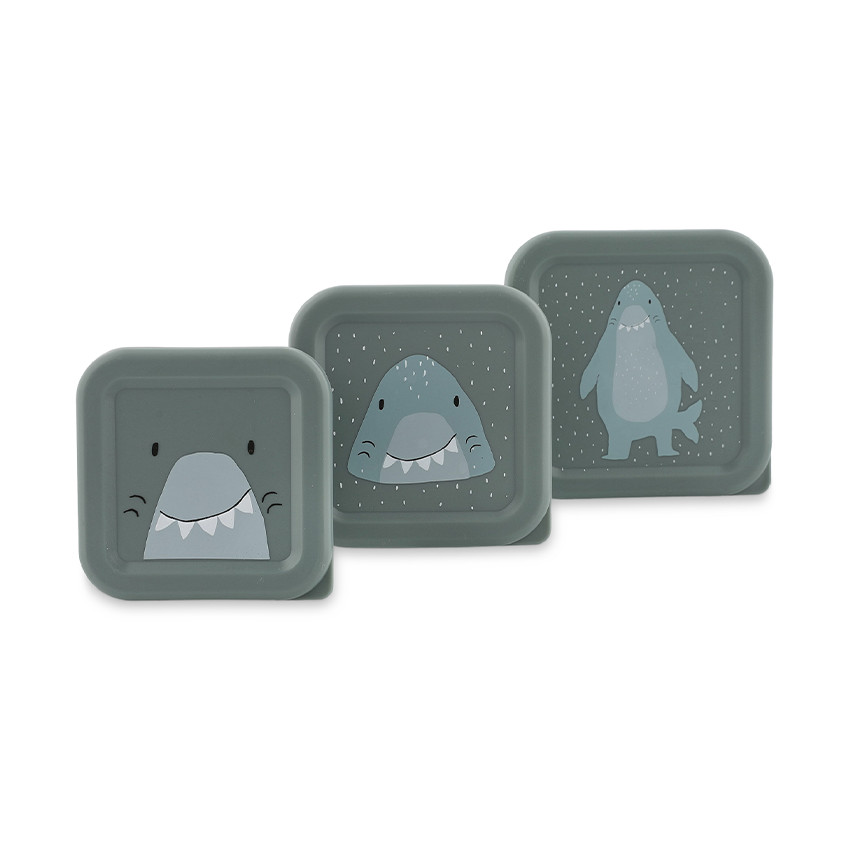 Lot de 3 lunchbox gigognes Mr. Shark gris 