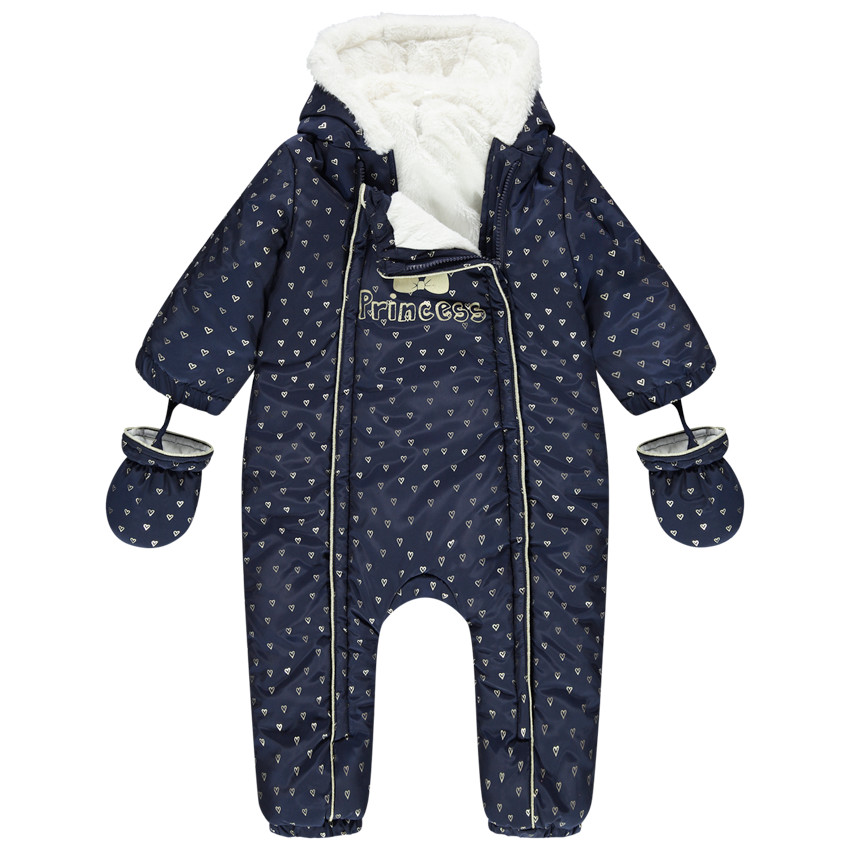 Combi-pilote imprimée coeurs doublée sherpa pour bébé fille 