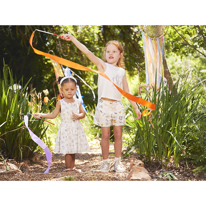 Short en coton piqué imprimé fantaisie pour fille 