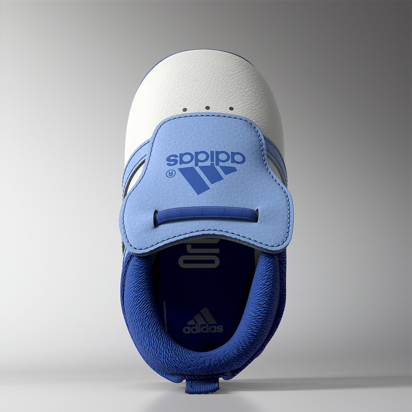 Baskets souples ADIDAS à lacet élastiqué et bandes bleues 