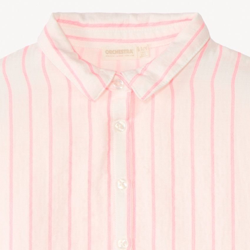 Chemise manches courtes en toile à rayures pour fille 