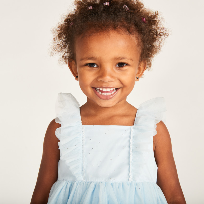 Robe en tulle pailletée manches papillon pour bébé fille 