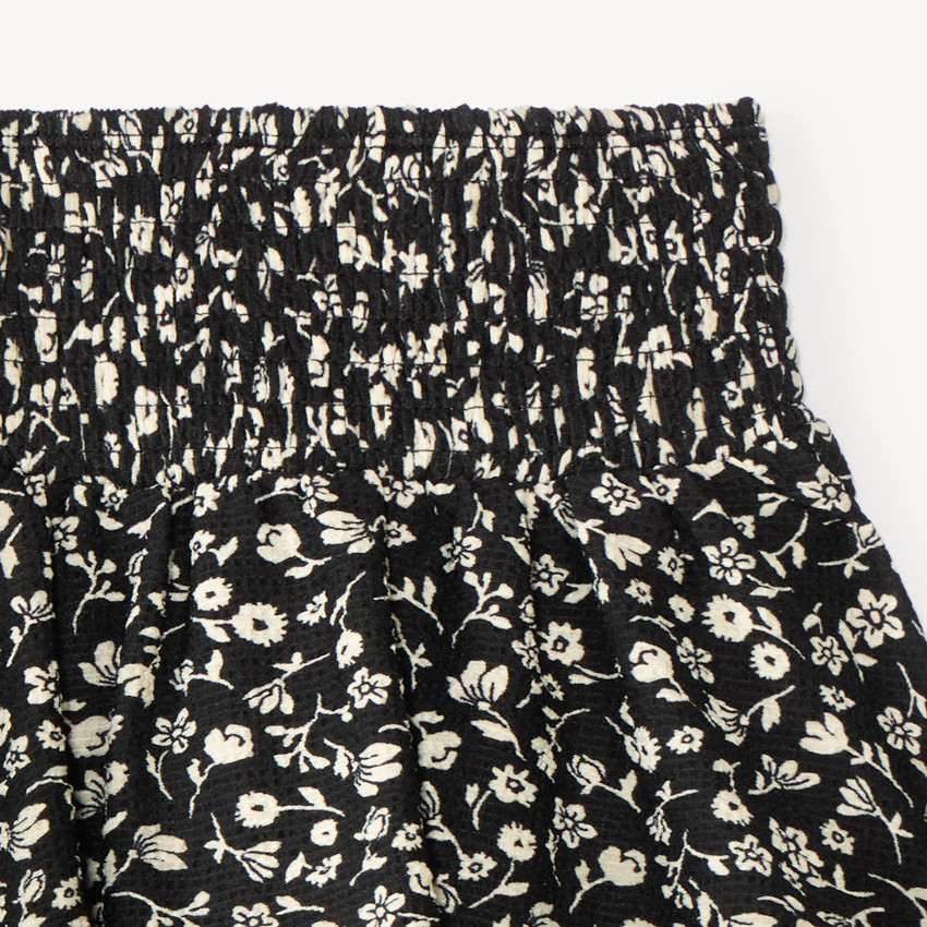 Jupe-short avec taille smockée imprimé fleuri pour fille 