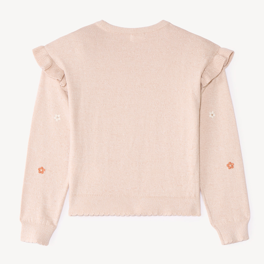 Pull fille à fleurs avec volants  