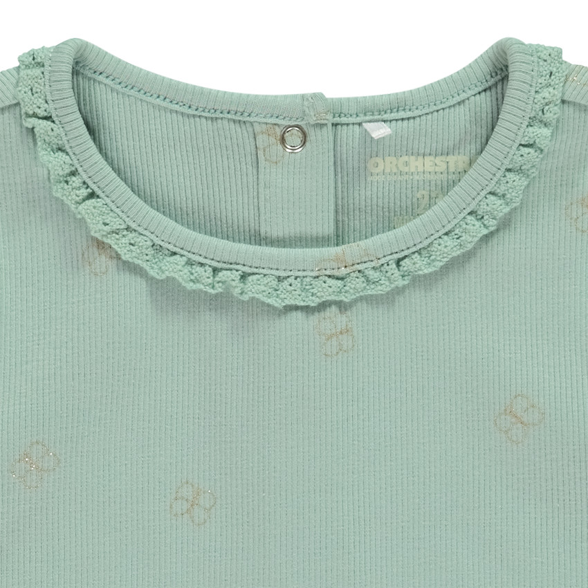 T-shirt manches courtes côtelé imprimé papillons pour bébé fille 