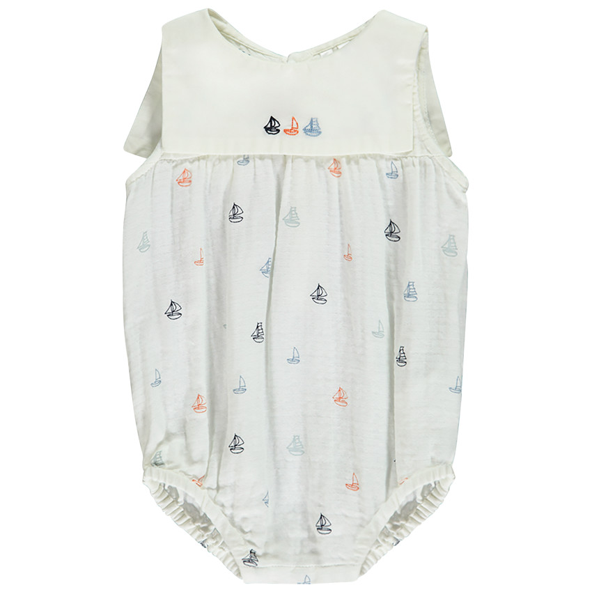 Barboteuse a col marin imprime voiliers pour bebe garcon