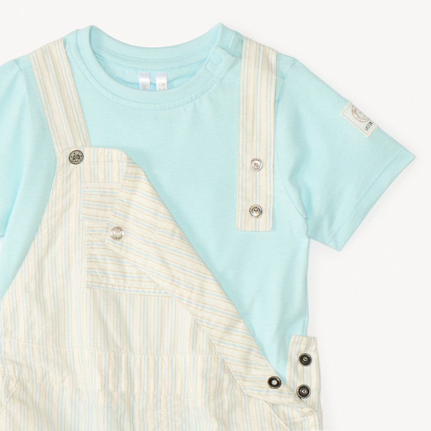 Ensemble salopette et t-shirt manches courtes uni pour bébé garçon 
