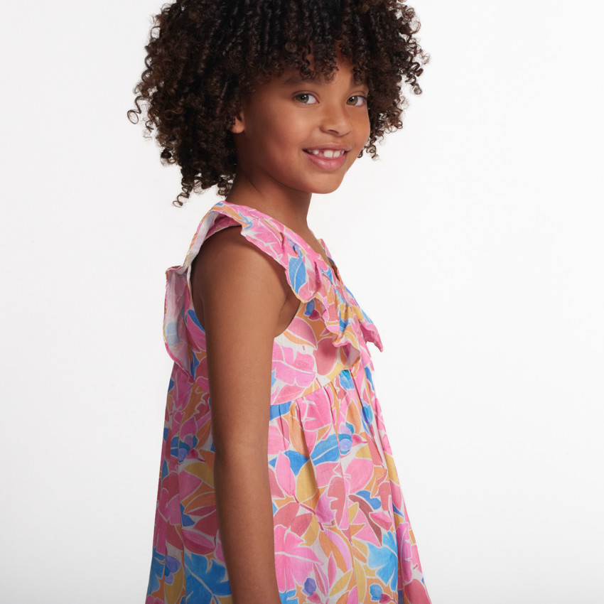 Robe à bretelles volantées imprimé floral pour fille 