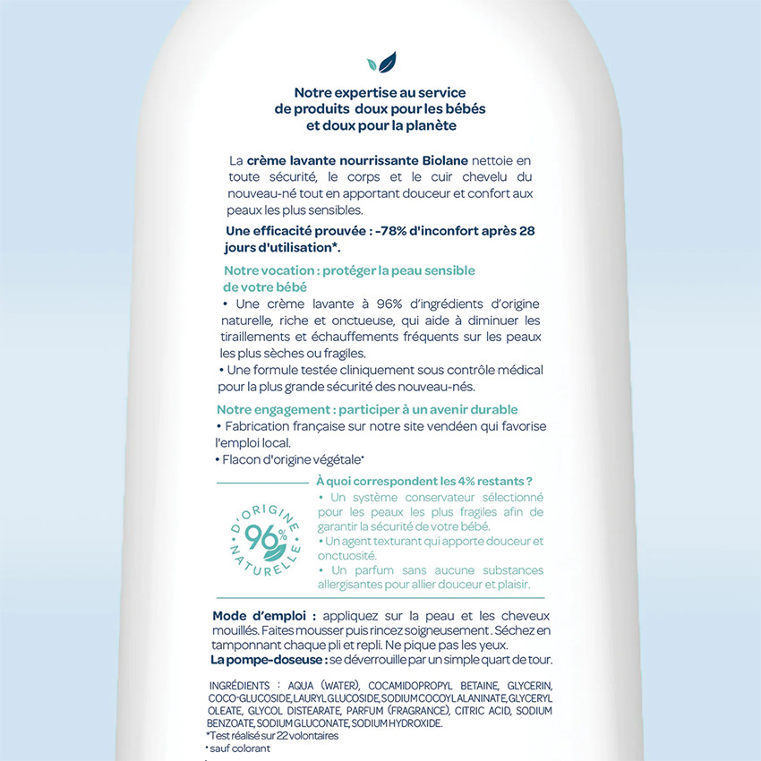 Crème lavante nourrissante corps & cheveux 750 ml 