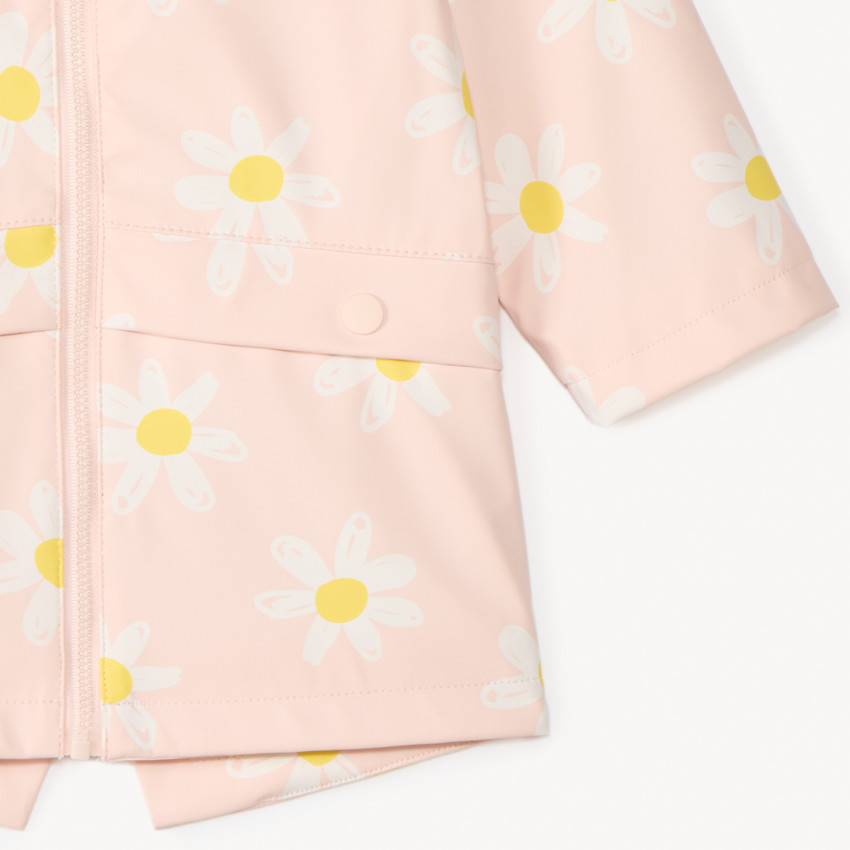 Parka gomme doublée en jersey imprimé marguerites pour bébé fille 