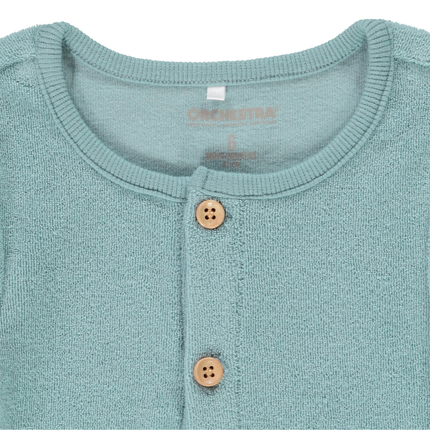Ensemble molletonné uni + t-shirt ourson + caleçon uni pour bébé garçon 