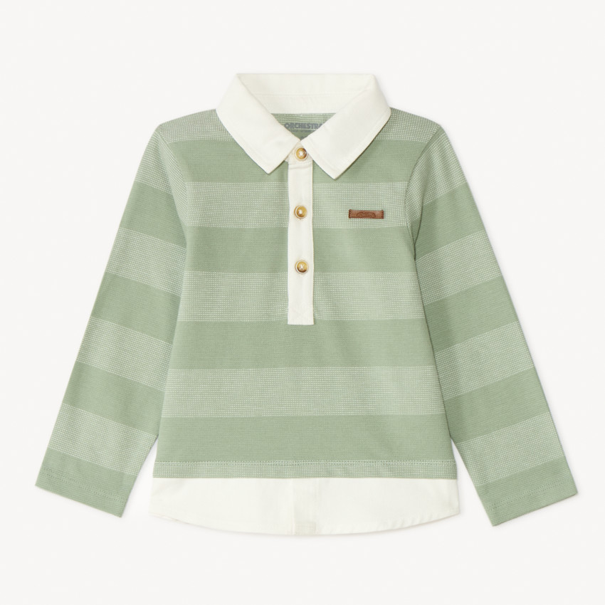 Polo manches longues rayé effet 2 en 1 pour bébé garçon