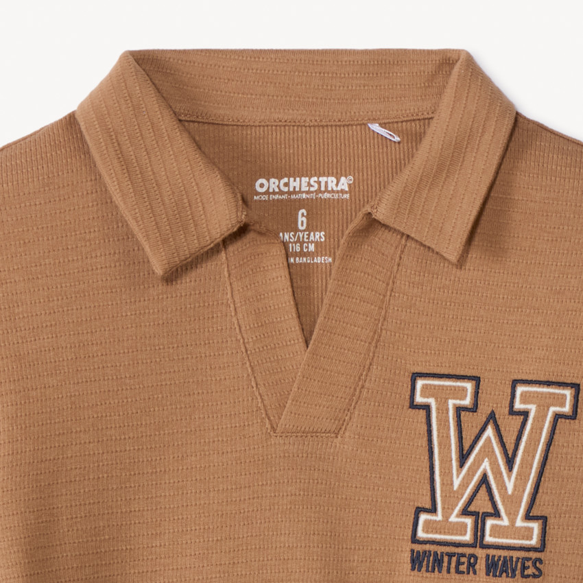 Polo manches longues fantaisie brodé pour garçon 