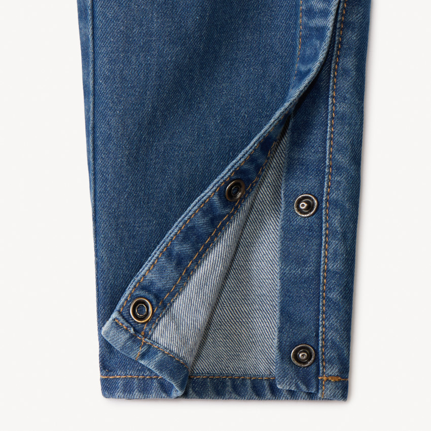 Salopette longue en jean motif baleine pour bébé garçon 