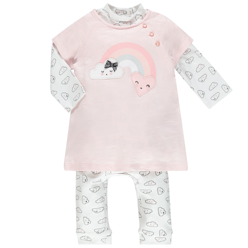 Ensemble 3 pièces avec sous-pull, robe manches courte et legging 