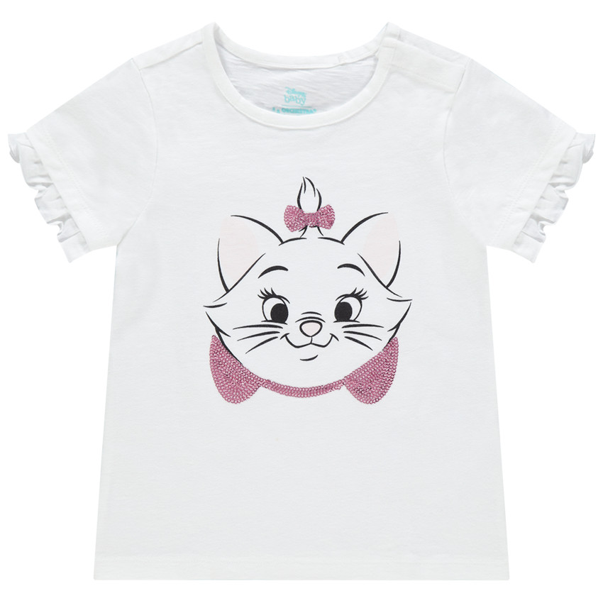 T-shirt manches courtes en coton bio print Marie à sequins Disney
